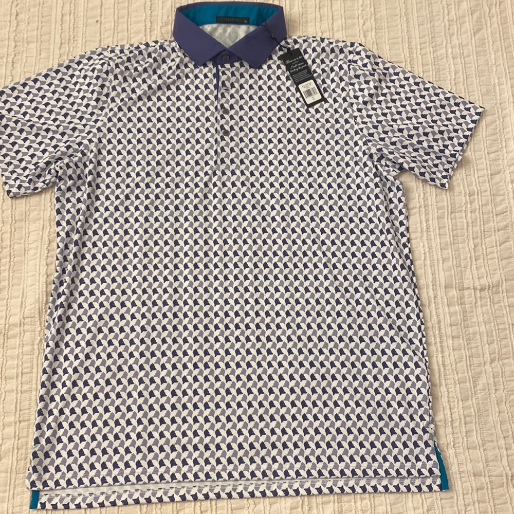 Greyson Golf Polo, Purple and White, SIZE XL.